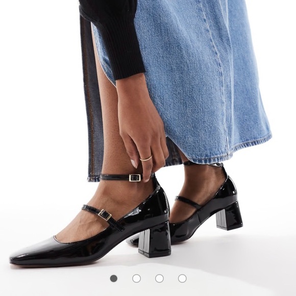 ASOS Shoes - ASOS Patent Leather Mary Jane Heels Black Strappy Block Heel 9 NWOT